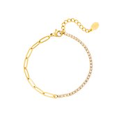 Zirkonia en chain - statement armband  - goud