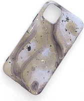 AnnaThome - iPhone 13 pro telefoonhoesje - Beige Beauty - Marmer - Goud