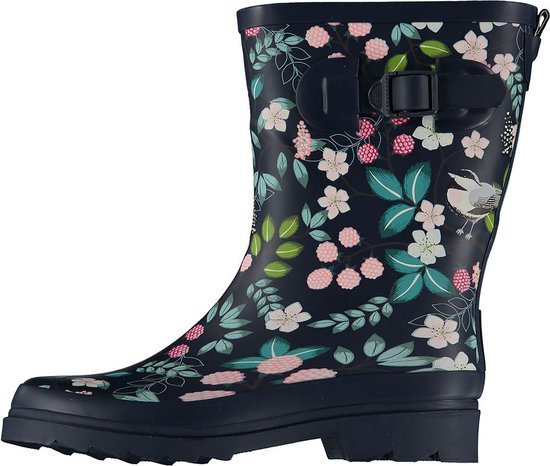 XQ Footwear - Bottes de pluie pour femmes - Bottes en caoutchouc - Femme - Festival - Imprimé fleuri - Caoutchouc - bleu foncé - Taille 41