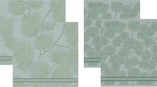 DDDDD - 2x theedoek + 2x keukendoek - Trees - Bomen print - Groen