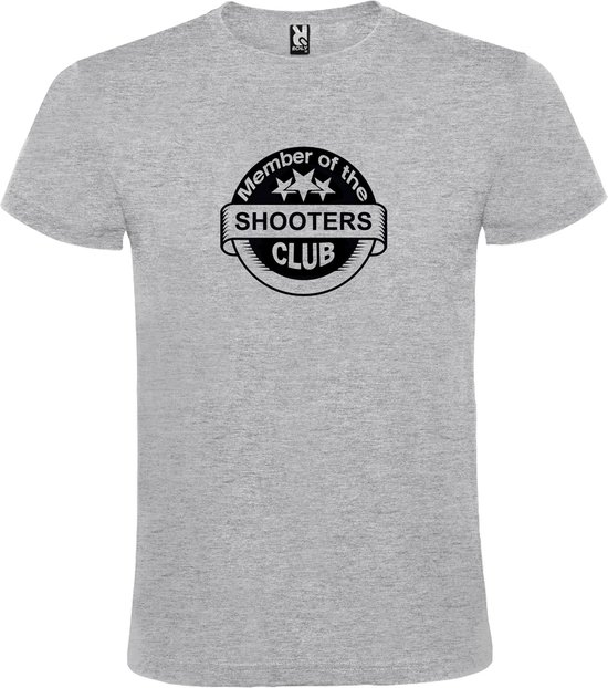 Grijs T shirt met " Member of the Shooters club "print Zwart size XXXXL