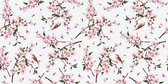Tafelzeil Fiorire Rosa -  400 x 140 - Wit tafelkleed - Beschikbaar in verschillende maten - Geleverd in een koker