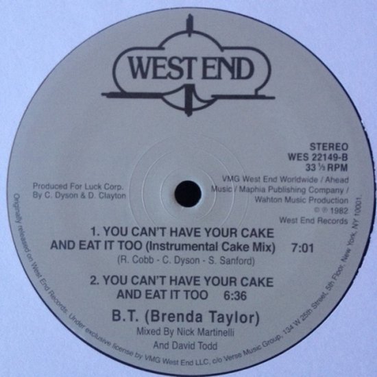 You Cant Have Your Cake And Eat It Too, B T Brenda Taylor Muziek bol