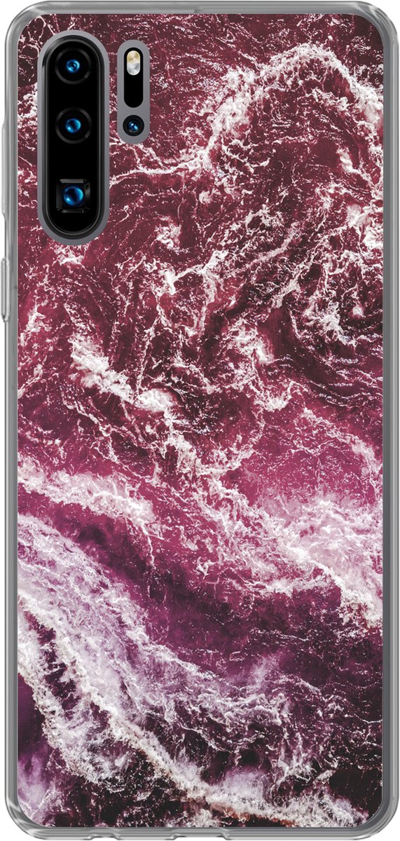 Telefoonhoesje Geschikt voor Huawei P30 Pro hoesje - Natuurstenen - Paars - Marmer print - Siliconen Telefoonhoesje Telefoonhoesje