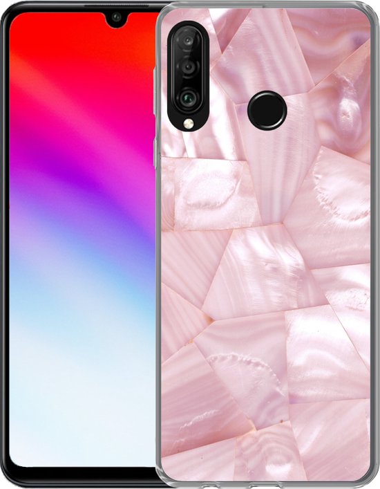 Coque Huawei P30 Lite - Natuursteen - Nacre - Luxe - Coque en Siliconen