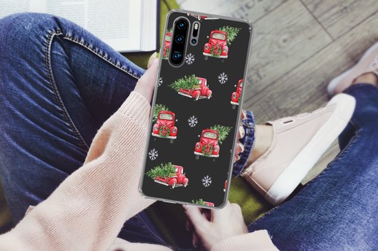 Telefoonhoesje Geschikt voor Huawei P30 Pro hoesje - Kerst - Kerstboom - Auto - Design - Siliconen Telefoonhoesje Telefoonhoesje