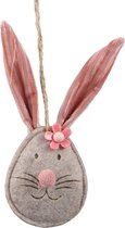 Oneiro’s Luxe pb. 3 rabbit faces/hanging natural 7x18 cm – decoratie – pasen – paasdecoratie – paashaas – eieren – has – kip – gekleurde eieren – paastak – lente – feestdecoratie