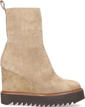 Notre-V 17404 Enkellaarsjes - Enkelboots met rits - Dames - Beige - Maat 39