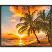 Eagle® Diamond Painting Volwassenen - Zonsondergang aan Tropisch Strand - 50x40cm - Vierkante Steentjes