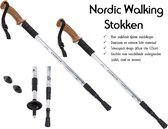 Nordic Walking stokken - Trekkingstokken - Wandelstokken - Outdoor - Telescopisch design - 65cm t/m 135cm - Twistlock - Antishock - Kurk handvat - Polsband - Set van 2 - Zilver - 3