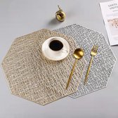 Gouden Placemat Hexagon - Set van 5 Stuks - Goud- Elegant - Chique - Feest - Bruiloft - Trouwen - Hoogwaardig kwaliteit - 38 cm - Feestelijk Dineren