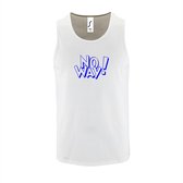 Witte Tanktop sportshirt met "No Way" Print Blauw Size L
