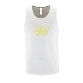 Witte Tanktop sportshirt met "No Way" Print Geel Size XXXL: