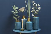 Lucy’s Living Luxe Vaas RUBEN Blauw – ø 14 x 33 cm – hotel chique - binnen ––– accessoires – tuin – decoratie – bloemen – mat – glans – industrieel - droogbloemen