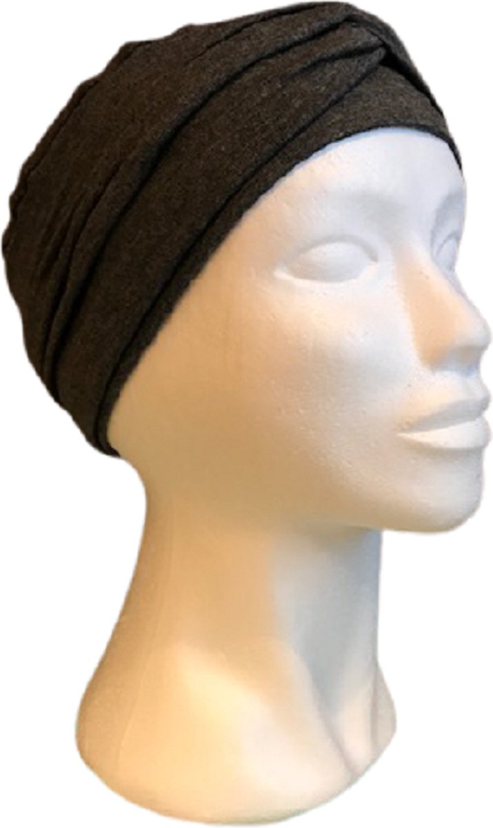 NIEUW - Chemomuts dames van Softies - Basic cap met tulband 2 in 1 - Donker grijs