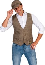 Roaring Twenties Kostuum Gino Mannen - Gilet En Pet - Twenties - Verkleedkleren Heren - Bruin - Maat L