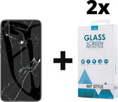 Backcover Marmerlook Hoesje Samsung Galaxy A20e Zwart - 2x Gratis Screen Protector - Telefoonhoesje - Smartphonehoesje