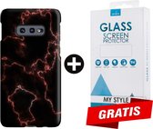 Backcover Marmerlook Hoesje Samsung Galaxy S10e Rood - Gratis Screen Protector - Telefoonhoesje - Smartphonehoesje