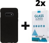 Siliconen Backcover Hoesje Samsung Galaxy S10e Zwart - 2x Gratis Screen Protector - Telefoonhoesje - Smartphonehoesje