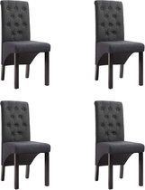 Furnibella - 4x Eetkamerstoel Stof Donkergrijs Eetkamer Keuken Stoel Eetstoelen