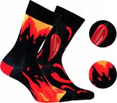 2 pack Gatta-Wola katoenen lange sokken Funky, 2 verschillende patronen, maat 43-46, Chili & Vuur patroon