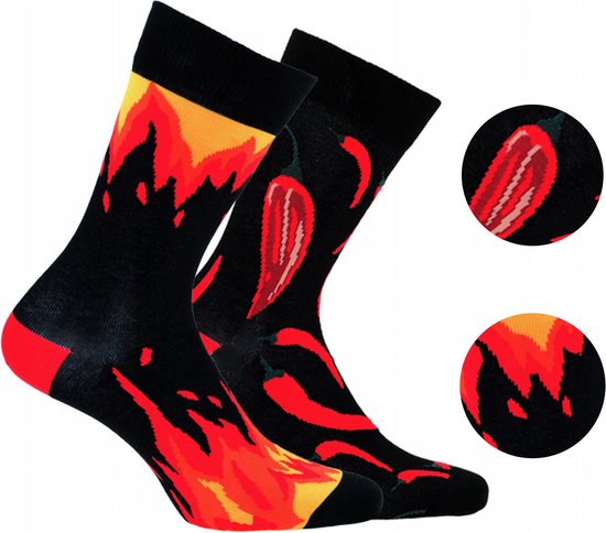 2 pack Gatta-Wola katoenen sokken Funky, 2 verschillende patronen, maat 43-46, Chili & Vuur patroon