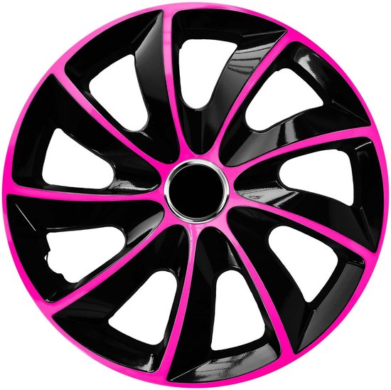 NRM -  Stig Extra Wieldoppen 13" - Roze & Zwart- set van 4 stuks - ABS / Duurzaam / Resistant