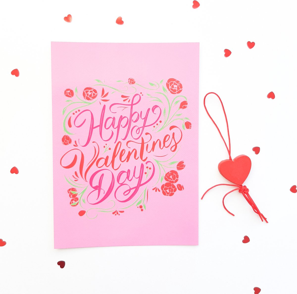 Valentijnskaart met gelukspoppetje ''hartje'' A6 happy valentines day