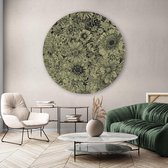Muurcirkel Green Floral  ² - Dibond - ⌀80 - Meerdere Afmetingen & Prijzen