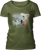 Ladies T-shirt Protect Polar Bear Green XL