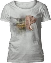 Ladies T-shirt Protect Asian Elephant Grey S