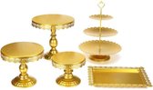 Plaar Gouden Tafel Decoratie – Plateau Decoratie - Tafelstandaard – Set van 5 - Taartplateau