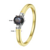 The Jewelry Collection Ring Saffier En Diamant 0.05ct H Si - Bicolor Goud