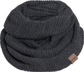 Knit Factory Jamie Gebreide Colsjaal - Ronde Sjaal - Nekwarmer - Wollen Sjaal - Donkergrijze colsjaal - Dames sjaal - Heren sjaal - Unisex - Antraciet - One Size