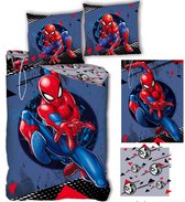 Marvel Spider-Man Dekbedovertrek- Eenpersoons 140 x 200 cm- 100% polyester- dubbelzijdig- kussen 63x63cm, incl. Spider-man Fleecedeken 100x140.
