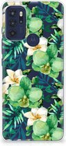 Silicone Back Cover Motorola Moto G60s Telefoon Hoesje Orchidee Groen