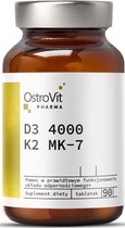 Vitaminen - Vitamin D3 4000 + Vitamin K2 MK-7 - 90 Tablets - Pharma Kwaliteit in Glazen Donkere Pot - OstroVit - Supplementen