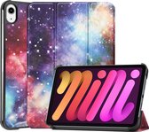 Hoes Geschikt voor iPad Mini 6 Hoes Tri-fold Tablet Hoesje Case - Hoesje Geschikt voor iPad Mini 6 Hoesje Hardcover Bookcase - Galaxy