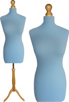 Paspop Blauw - Paspop dames - Mannequin - Mannequin vrouw - LB Driepoot - Paspop Buste Torso - Paspoppen - Etalagepop – 44/46 Verstelbaar