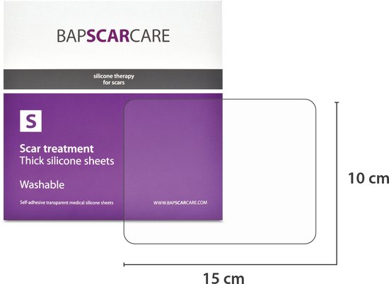 BAPSCARCARE S, siliconen pleister, 10x15 cm | Vermindert littekens en littekenklachten | Litteken pleister | Siliconenpleisters littekens