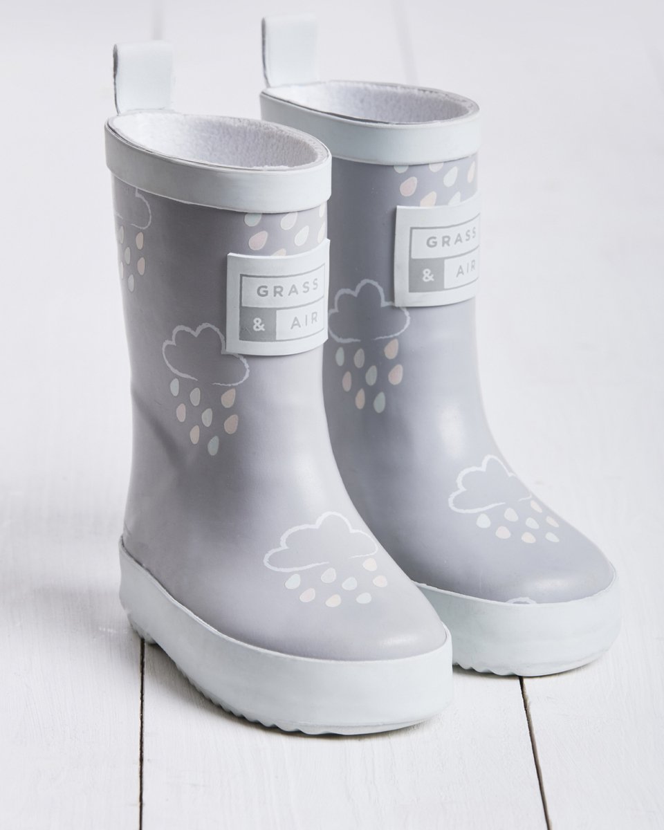 Grass & Air Kleuronthullende Regenlaarzen Baby Grey Maat 22 (UK5)