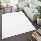 Tapiso Essence Vloerkleed Creme Wit Hoogpolig Shaggy Tapijt Maat- 140x200