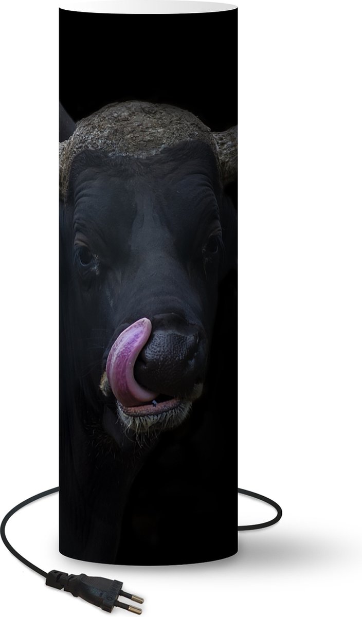 Lamp - Nachtlampje - Tafellamp slaapkamer - Likkende stier voor een zwarte achtergrond - 70 cm hoog - Ø22.3 cm - Inclusief LED lamp
