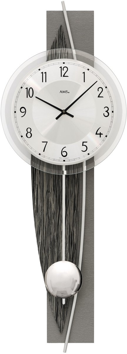 AMS 7458 wandklok met slinger en houtstructuur