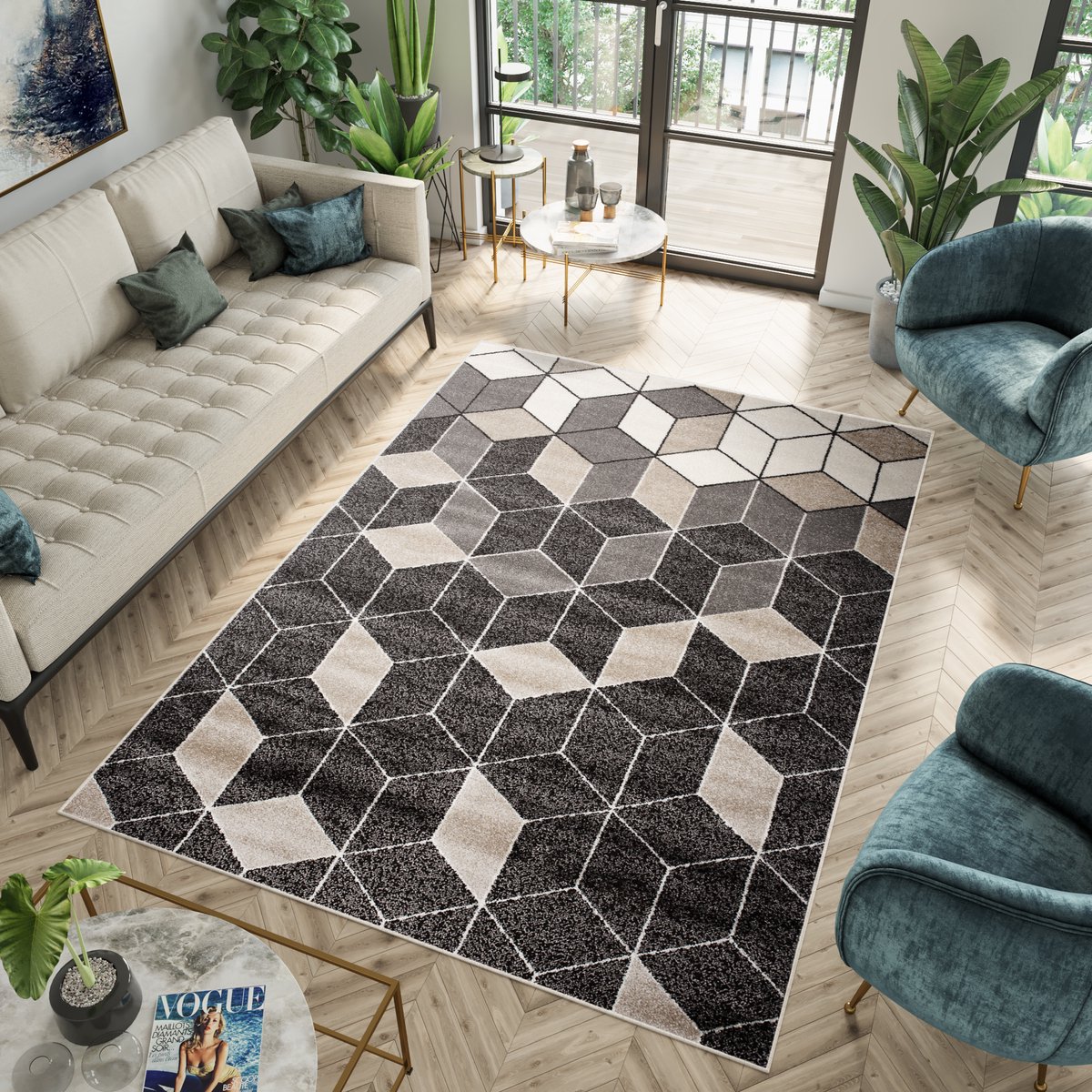 Tapiso Fiesta Vloerkleed Bruin Woonkamer 3D Tapijt Maat- 160x230