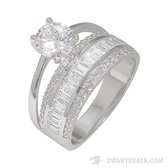Juwelier Zwartevalk ZILVEREN (GERHODINEERD) DAMESRING MET ZIRKONIA 21.218/19