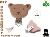 Bob Online ™ - 4 Stuks Beer - Houten Laser Gegraveerd Jarretel Clips Bear Ontwerp - Beukenhout DIY Jarretel Clip –Jarretel clip – Laser Engraved Beech Wood Suspender Clip Hobby Bea