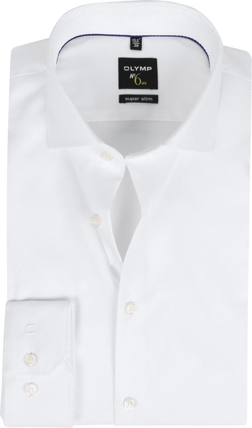 OLYMP No. Six super slim fit overhemd - wit diamant twill - Strijkvriendelijk - Boordmaat: