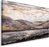 Schilderij - Berg Landschap, Abstract, Premium Print op Canvas