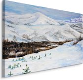 Peinture - Paysage de montagne avec neige, impression Premium sur toile